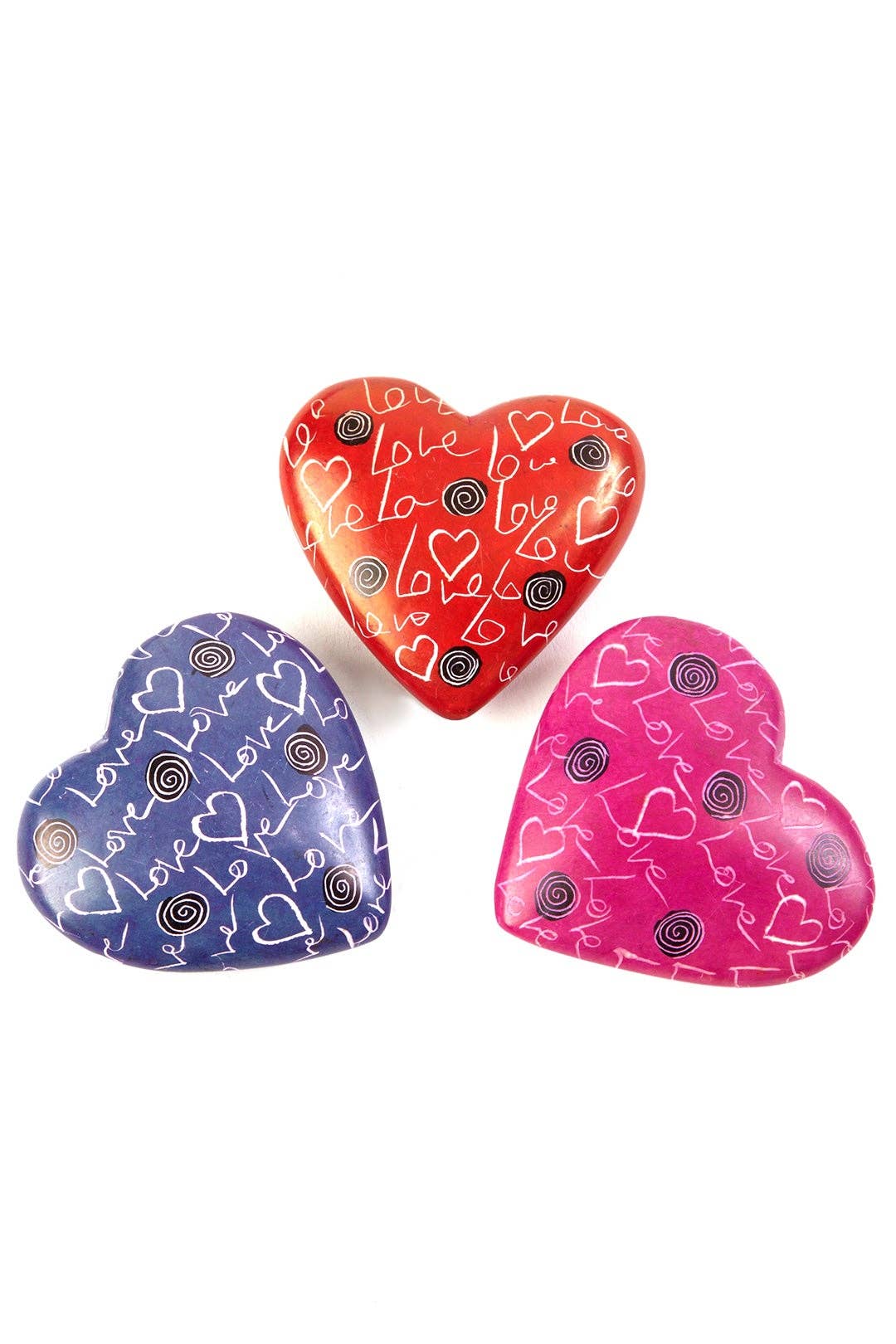 Kenyan Flat Soapstone LOVE Hearts