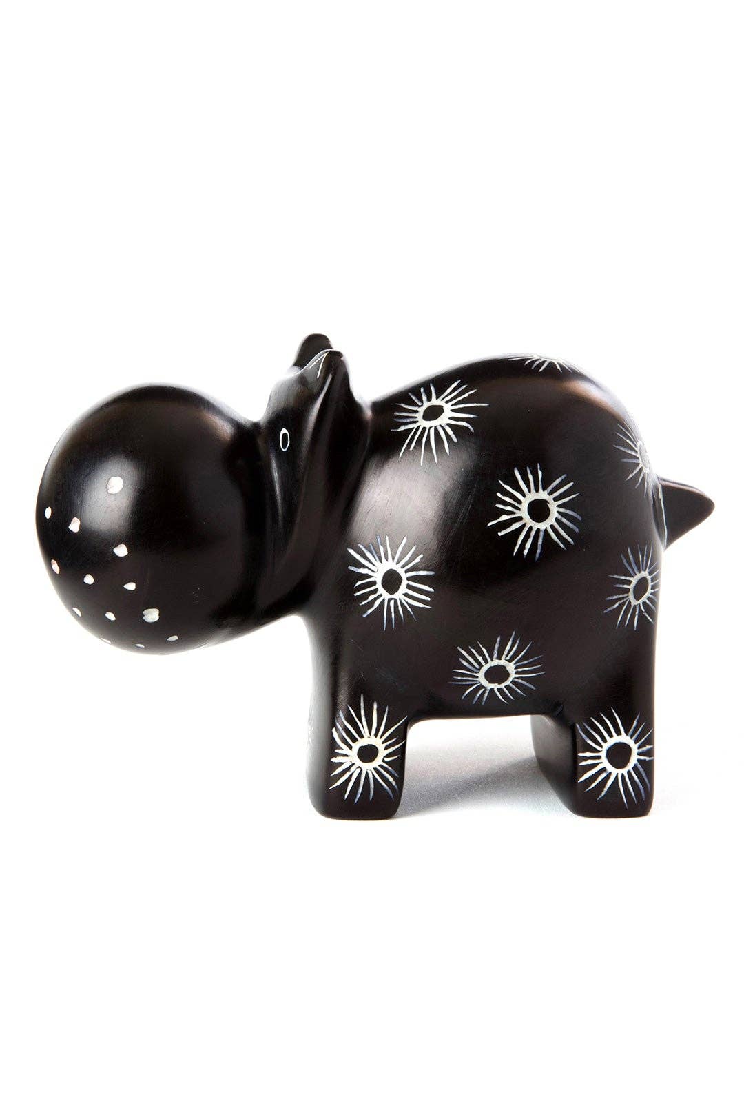 Midnight Milkweed Soapstone Hippo Sculpture