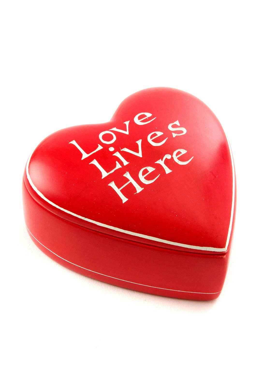 Red Love Lives Here Soapstone Heart Box