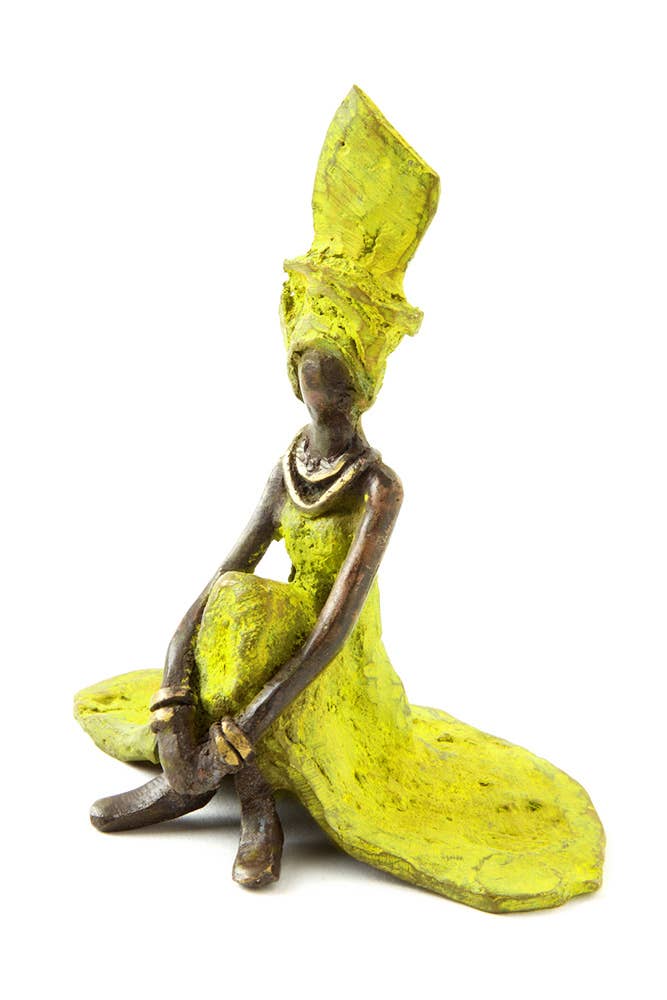 Graciously Waiting Burkina Bronze Sculpture