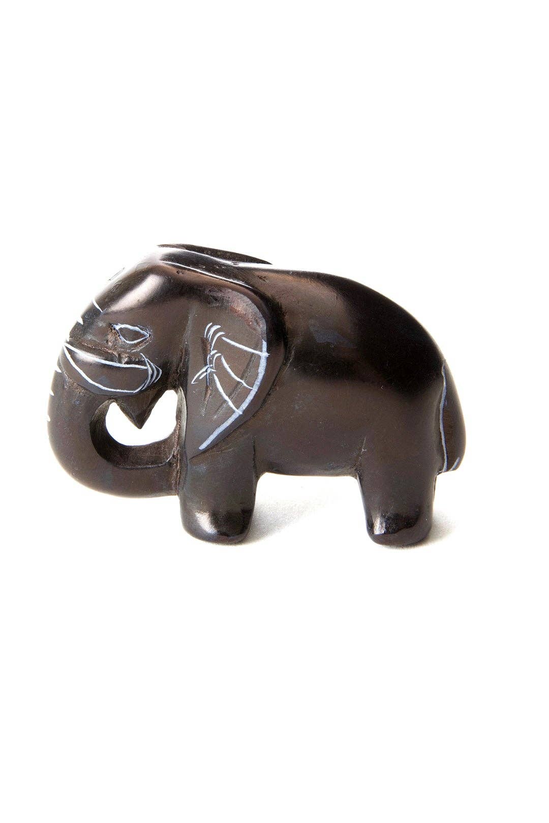 Dozen Tiny Black Soapstone Elephants