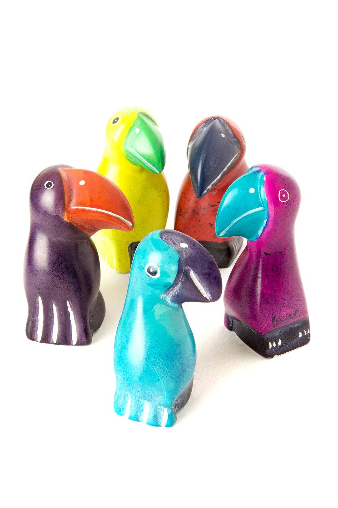 Colorful Hand Carved Soapstone Toucans