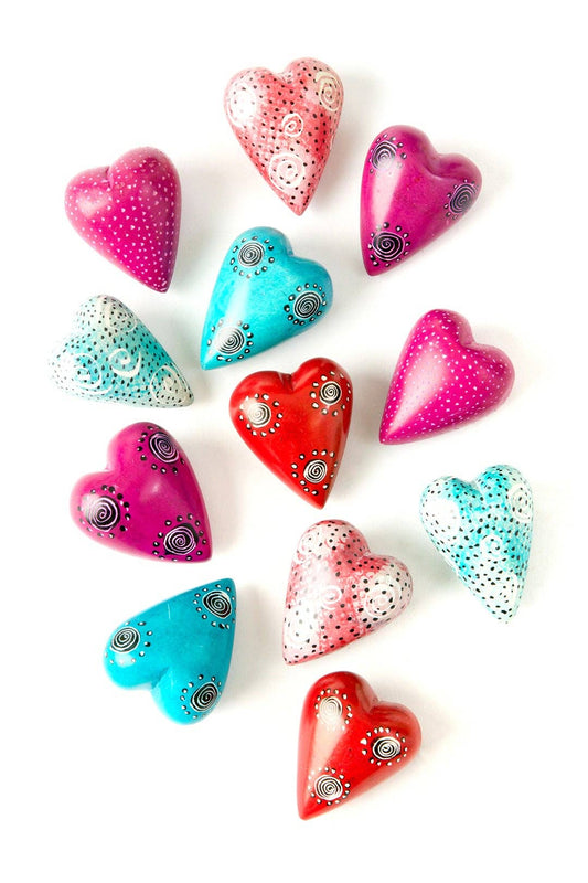 Dozen Super Tiny Soapstone Rainbow Hearts