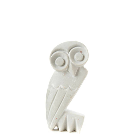 Hand Carved White Serpentine Owl Sculpture