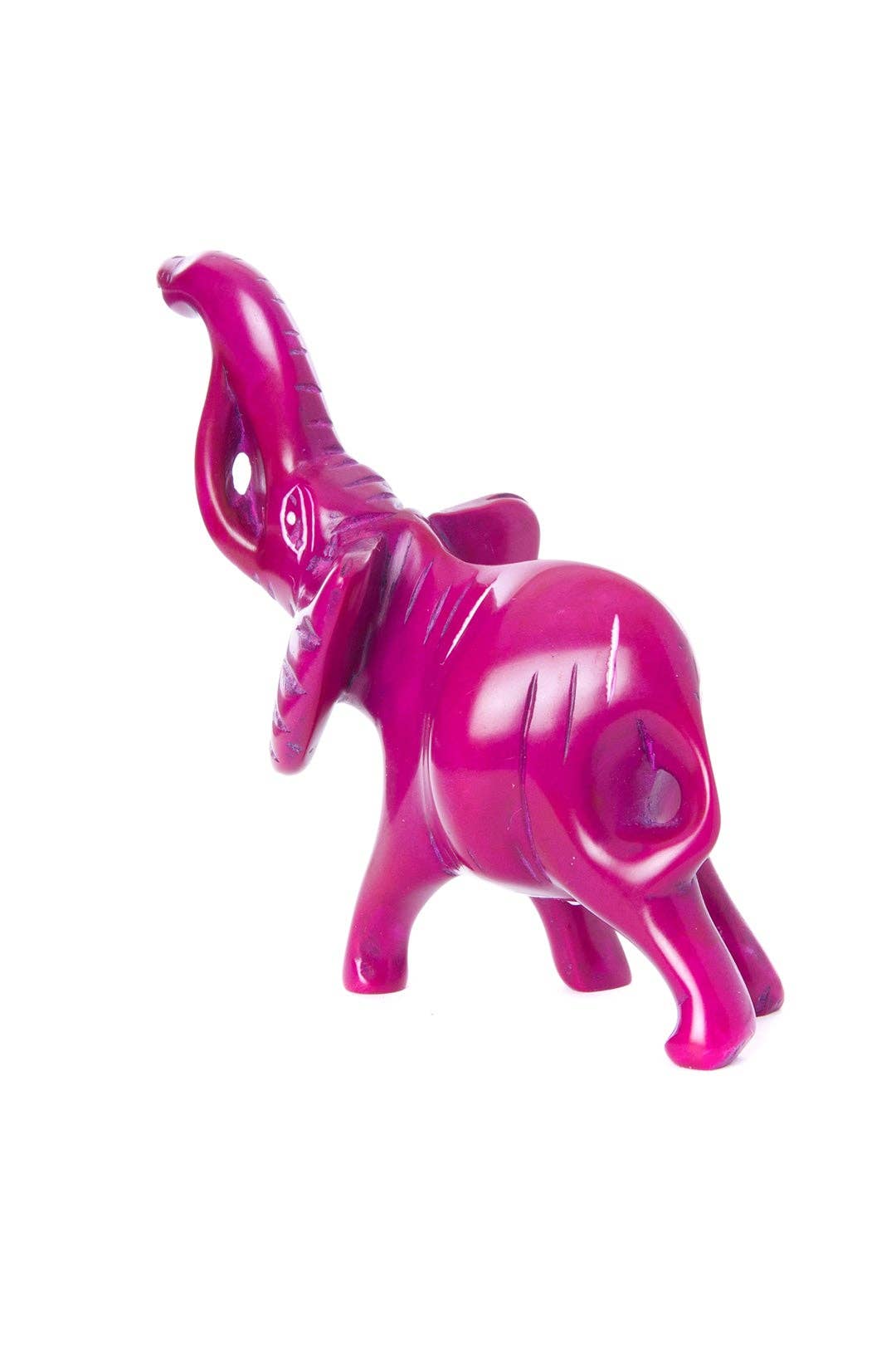 Small Pink Soapstone Trumpeting Elephant