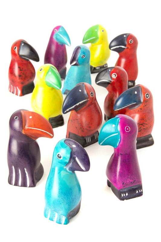 Colorful Hand Carved Soapstone Toucans