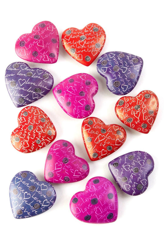 Kenyan Flat Soapstone LOVE Hearts