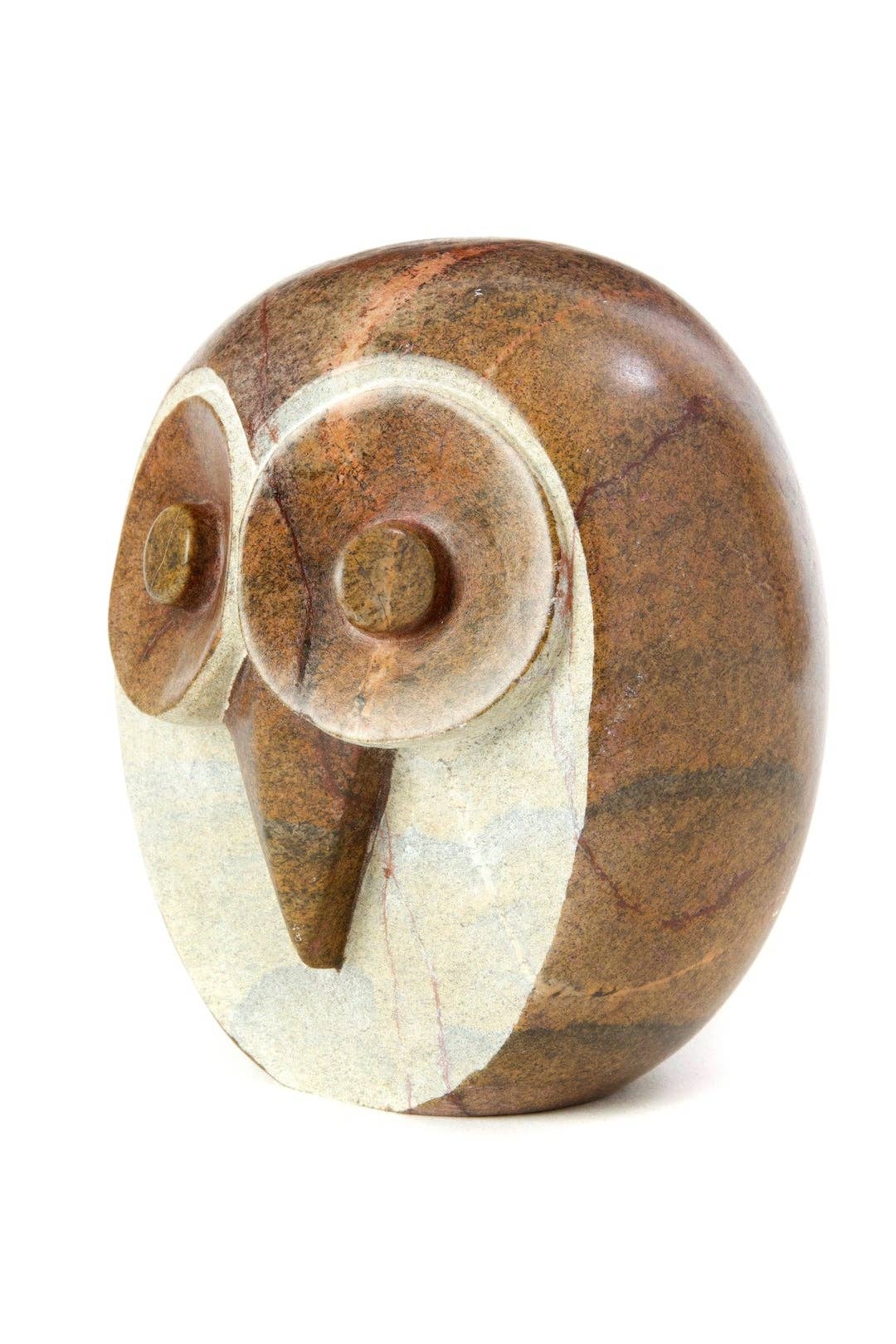 Large Shona Serpentine Stone Owl Sculpture