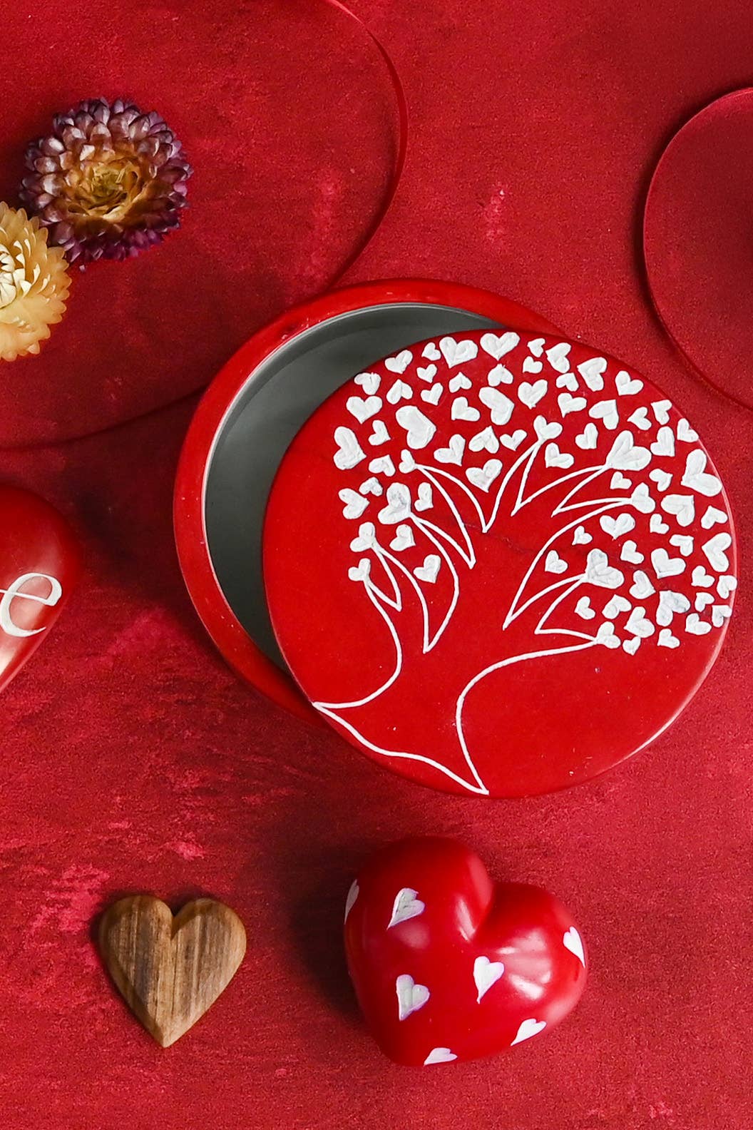 Tree of Hearts Soapstone Desktop Box