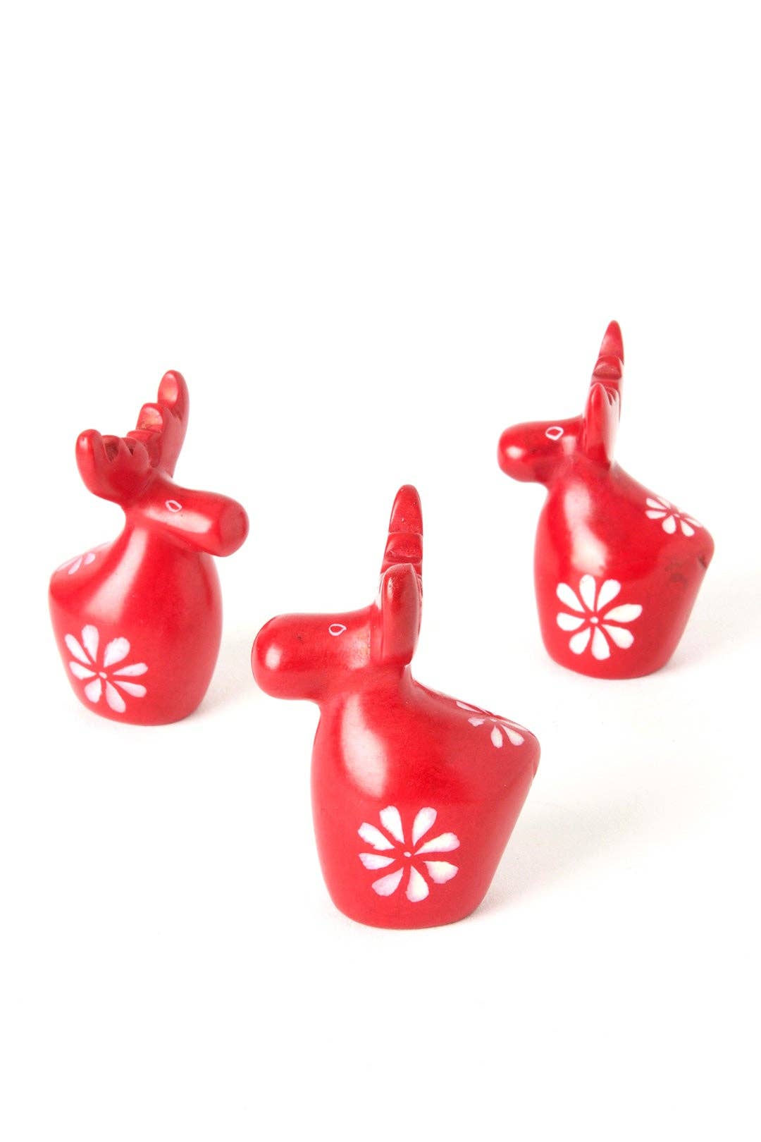 Miniature Red Soapstone Reindeer