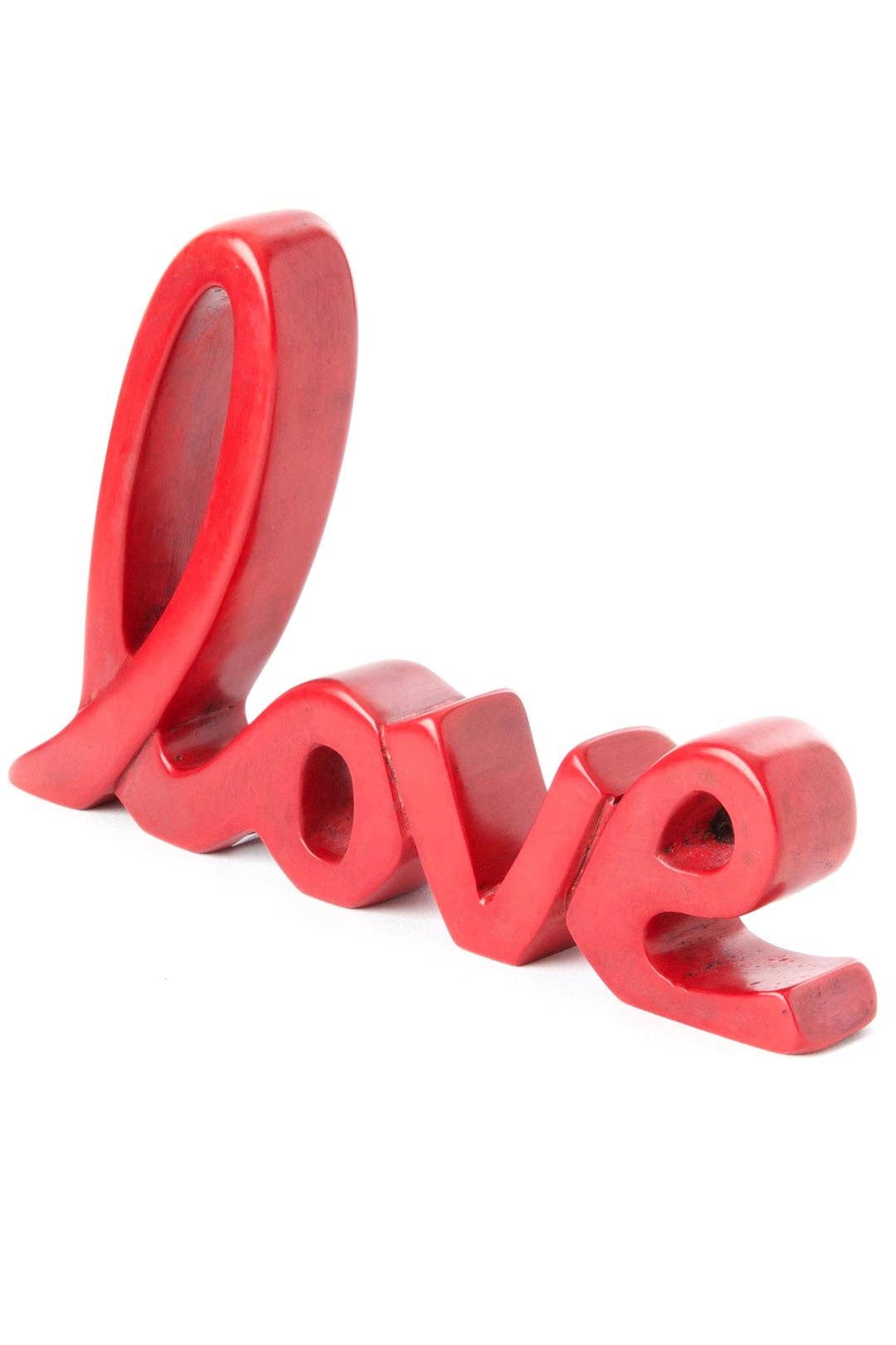 Red Soapstone Scripted Love Sculpture